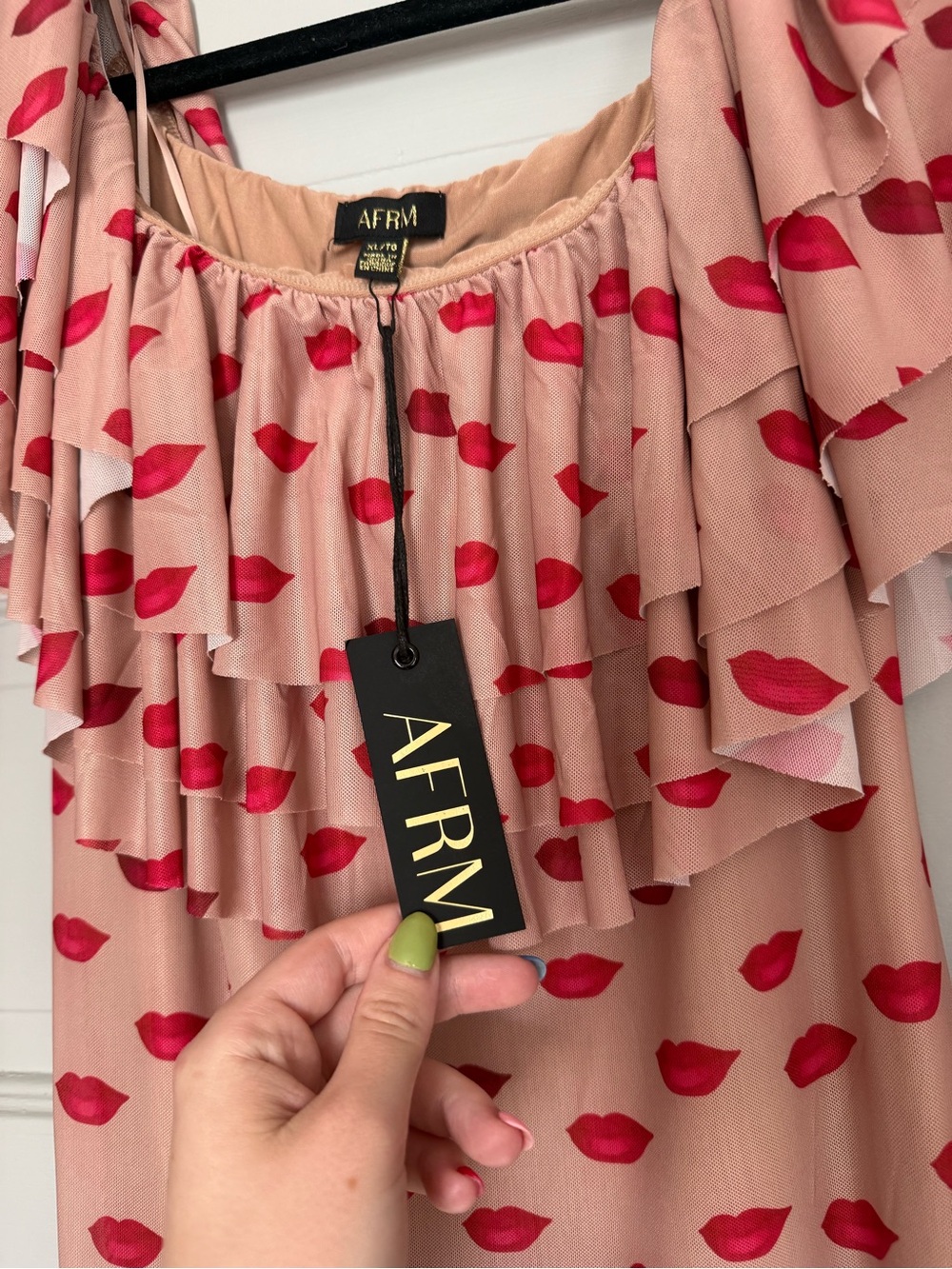 NWT Dahlia Ruffle Off The Shoulder Long Sleeve Maxi Dress In Almond Kiss XL - Picture 5 of 11